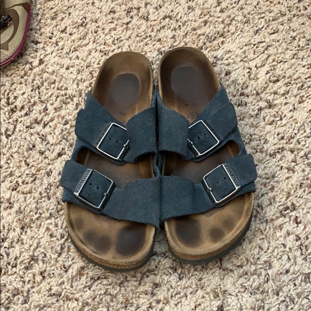 Dark blue two-strap Birkenstocks (style: Arizona)